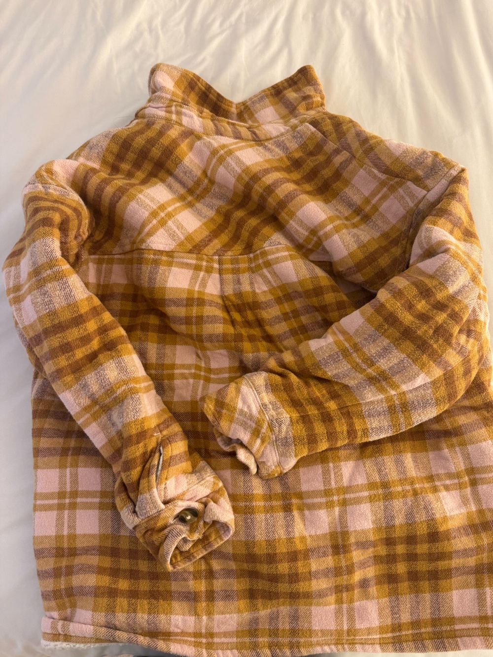 Aerie Plaid Teddy Jacket in Pink and Brown - Picture 2 of 5